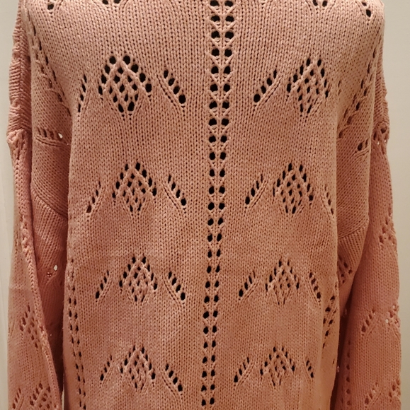 Button Up Knit Sweater Blush Pink Size Large - Picture 2 of 2